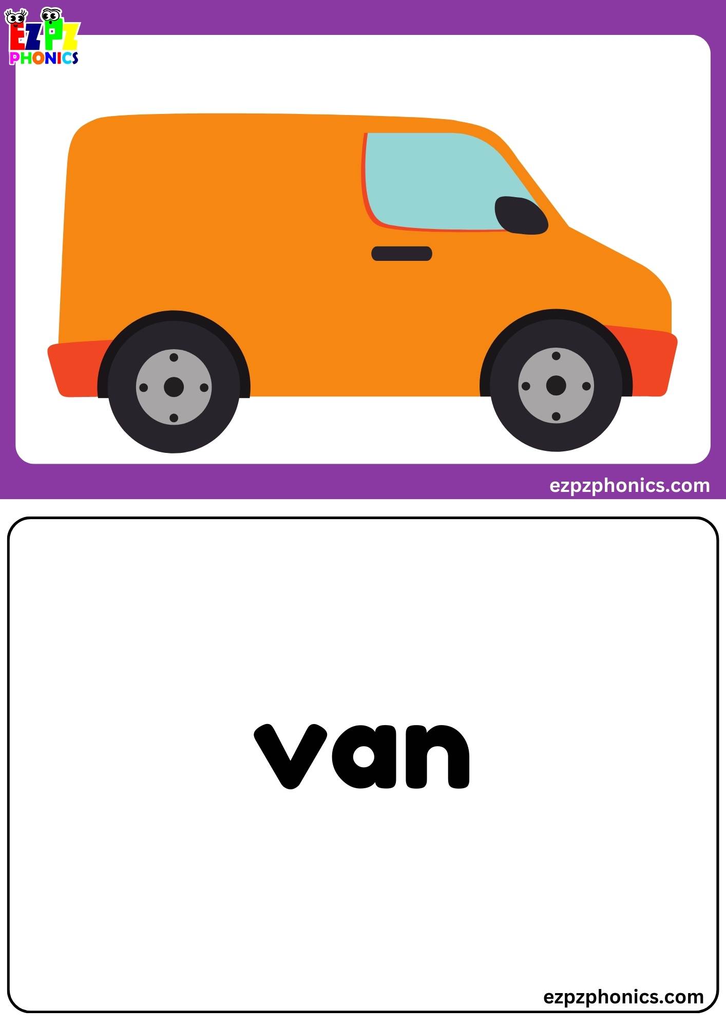 Letter V Free Kindergarten Phonics Alphabet Letter Sounds Flashcards. Words on the Back
